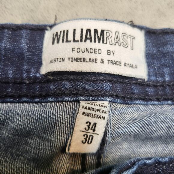 William Rast Jeans Mens 34x30 Blue Dean Slim Straight Stretch Denim Dark Wash - Picture 3 of 10